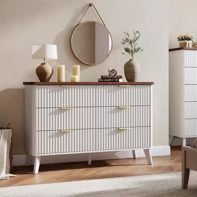 6 Drawers Dresser for Bedroom, 47.2 Wide Dressers with Curved Profile Design 24