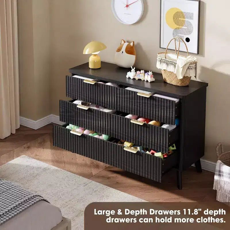 6 Drawers Dresser for Bedroom, 47.2 Wide Dressers with Curved Profile Design 4