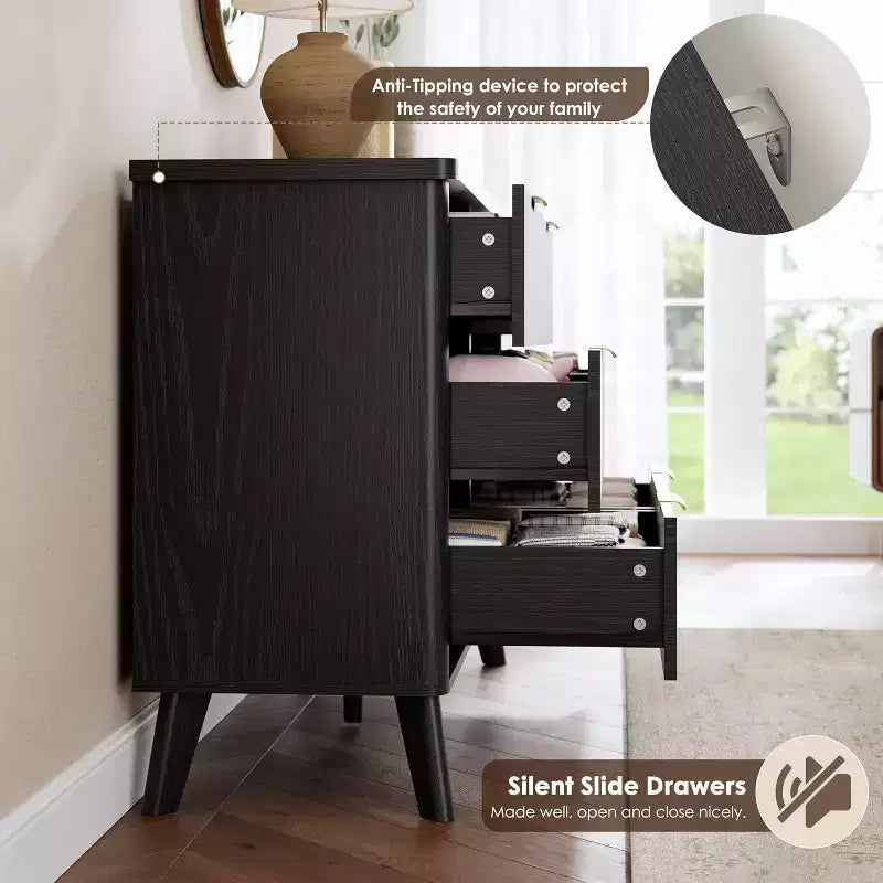 6 Drawers Dresser for Bedroom, 47.2 Wide Dressers with Curved Profile Design 6