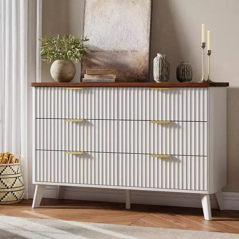6 Drawers Dresser for Bedroom, 47.2 Wide Dressers with Curved Profile Design 17