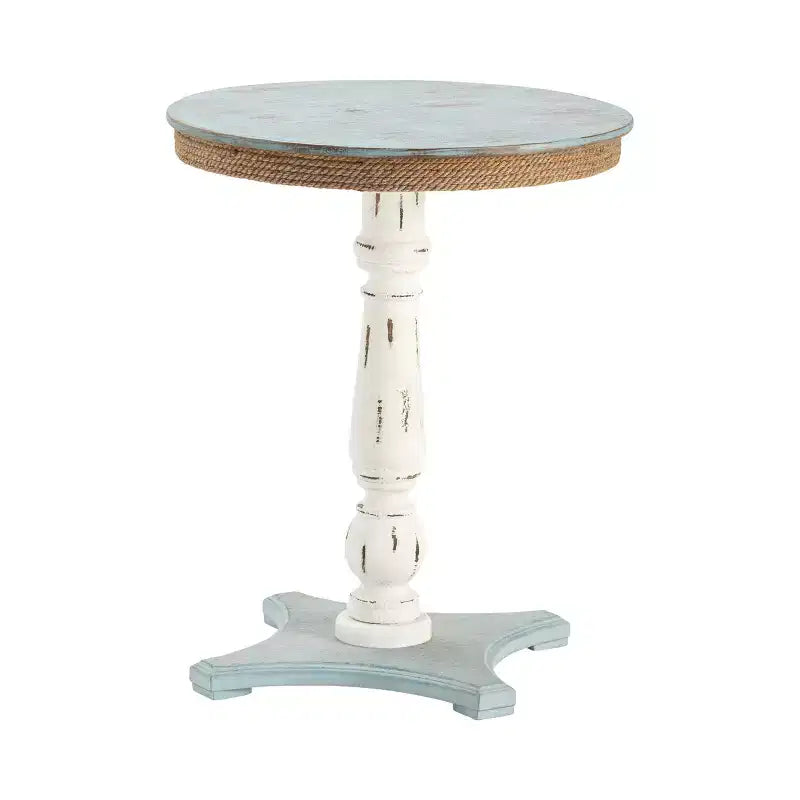 Crestview Collection Round Blue Solid Wood Accent_End Table