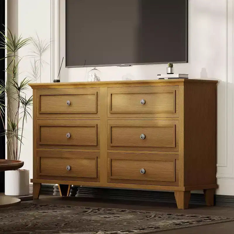 6 Drawer Dresser, Wooden Storage Chest of Drawers, Large Wide Dresser TV Stand, Modern Drawer Organizer for Bedroom, Living Room, Hallway, Entryway 9