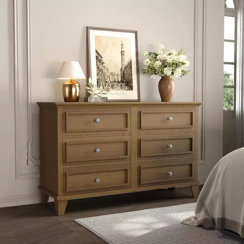 6 Drawer Dresser, Wooden Storage Chest of Drawers, Large Wide Dresser TV Stand, Modern Drawer Organizer for Bedroom, Living Room, Hallway, Entryway 7