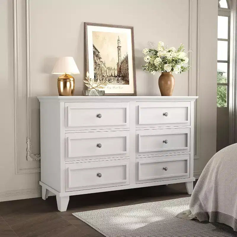 6 Drawer Dresser, Wooden Storage Chest of Drawers, Large Wide Dresser TV Stand, Modern Drawer Organizer for Bedroom, Living Room, Hallway, Entryway 21