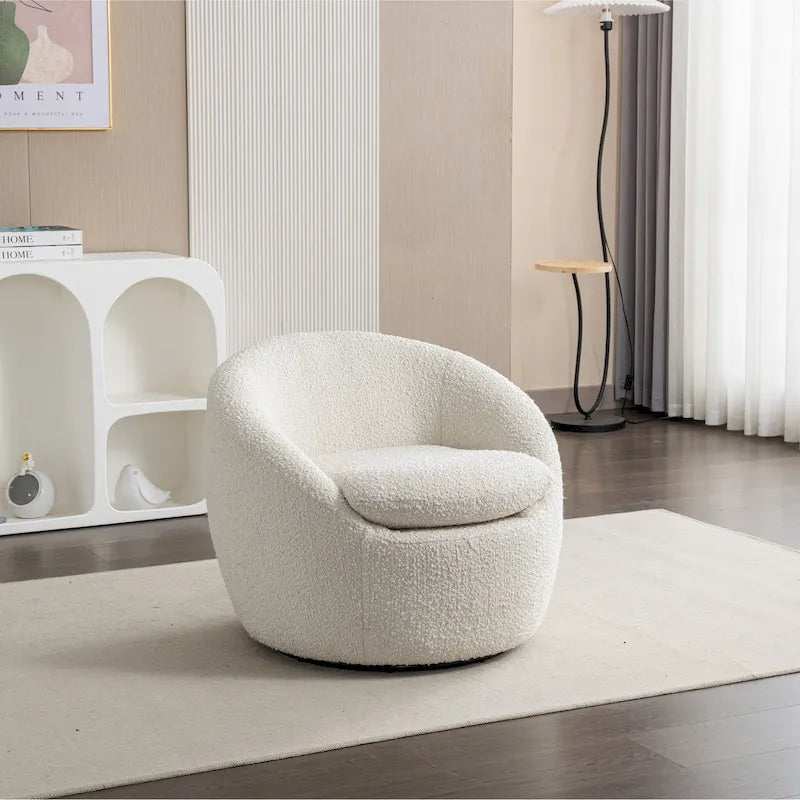 Swivel Barrel Chair - 360° Rotation - Boucle Fabric 3