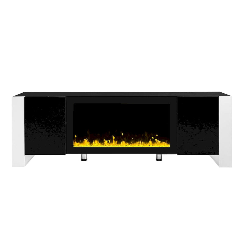 Black Modern 68.1 Fireplace TV Stand with 2 Large Cabinets for TVs Up to 78 8