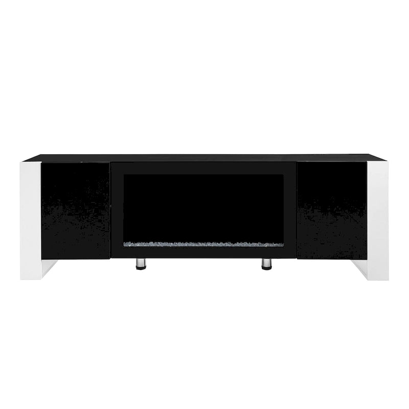 Black Modern 68.1 Fireplace TV Stand with 2 Large Cabinets for TVs Up to 78 12