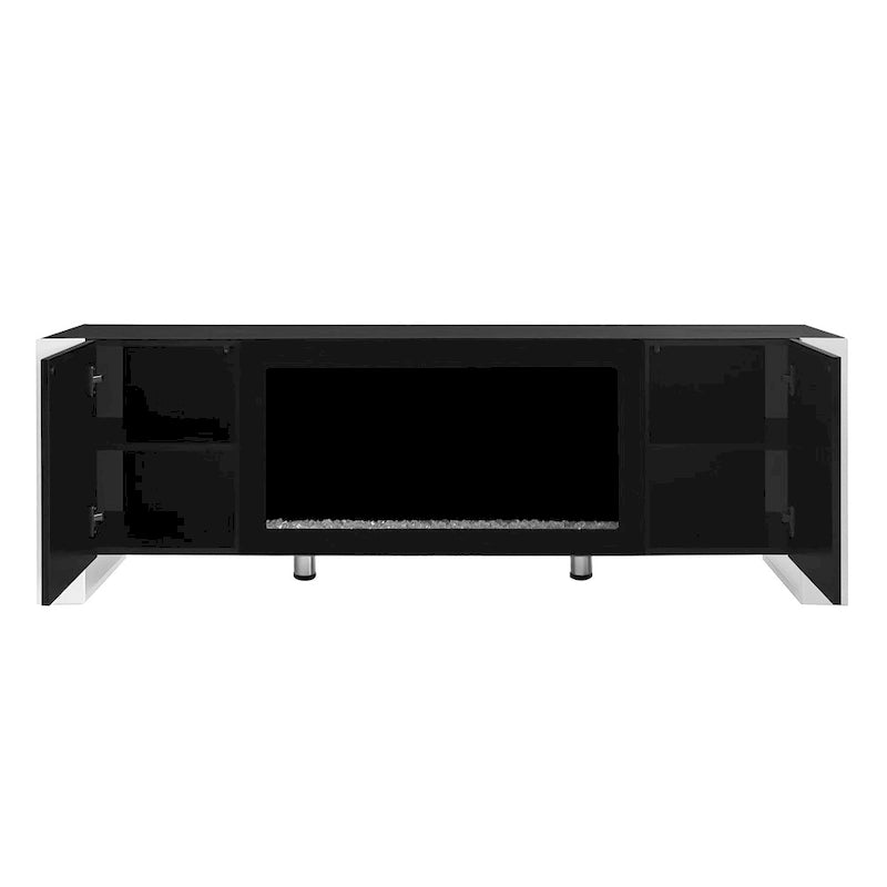 Black Modern 68.1 Fireplace TV Stand with 2 Large Cabinets for TVs Up to 78 13
