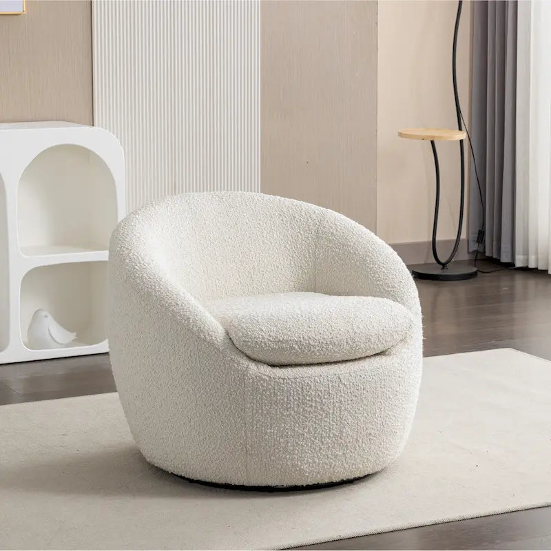Poltrona a botte rivestita in bouclé con base girevole, 31 13