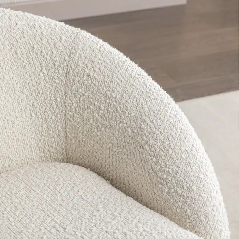 Poltrona a botte rivestita in bouclé con base girevole, 31 8