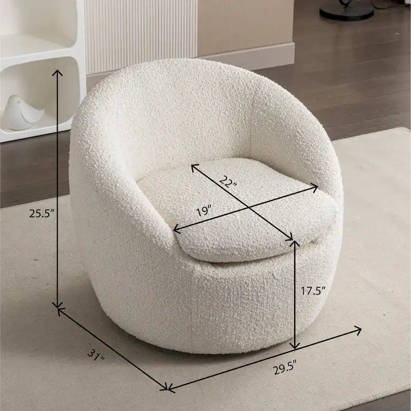 Poltrona a botte rivestita in bouclé con base girevole, 31 12