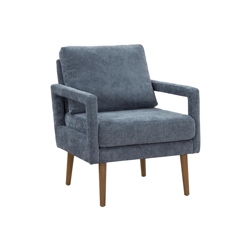 Poltrona imbottita in ciniglia blu 25.98 con cuscino morbido 3