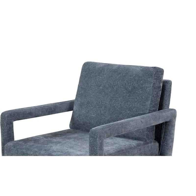 Poltrona imbottita in ciniglia blu 25.98 con cuscino morbido 7