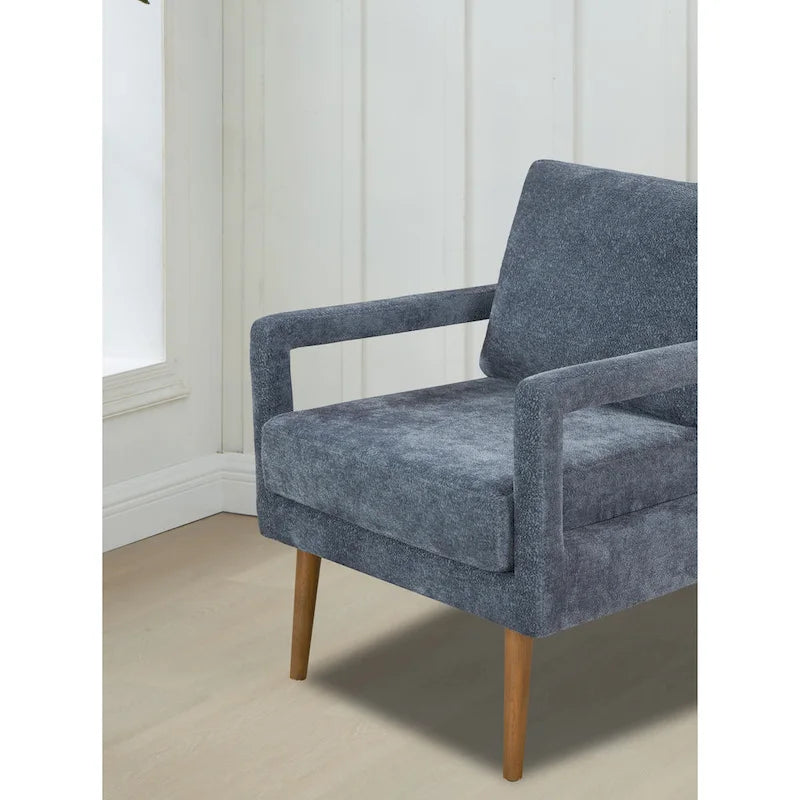 Poltrona imbottita in ciniglia blu 25.98 con cuscino morbido 13