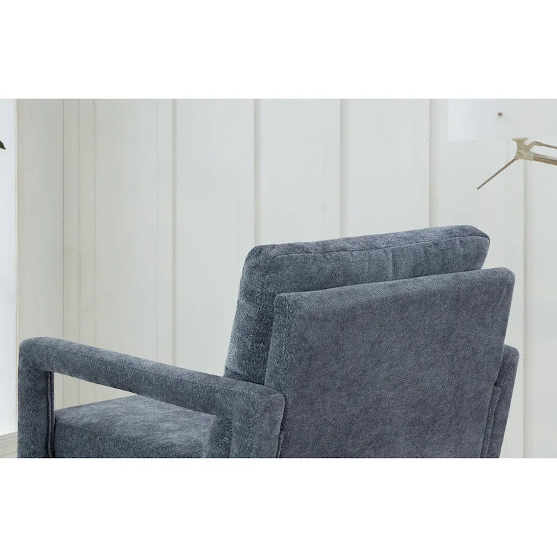 Poltrona imbottita in ciniglia blu 25.98 con cuscino morbido 14