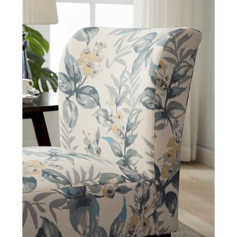 Blue Leaves 29.13 Upholstered Accent Chair with Wood Legs 6