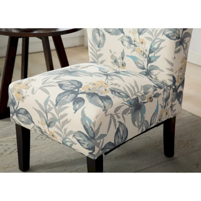 Blue Leaves 29.13 Upholstered Accent Chair with Wood Legs 7