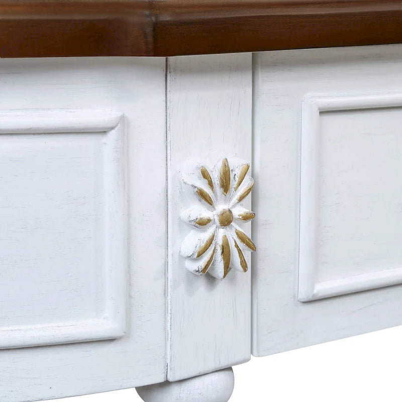 52 inch Circular Half Moon Sofa Table with Open Shelf and 2 Drawers 26