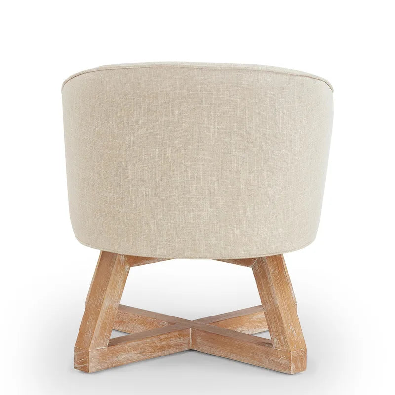 Poltrona girevole a barilotto in lino moderna beige da 27 pollici 4