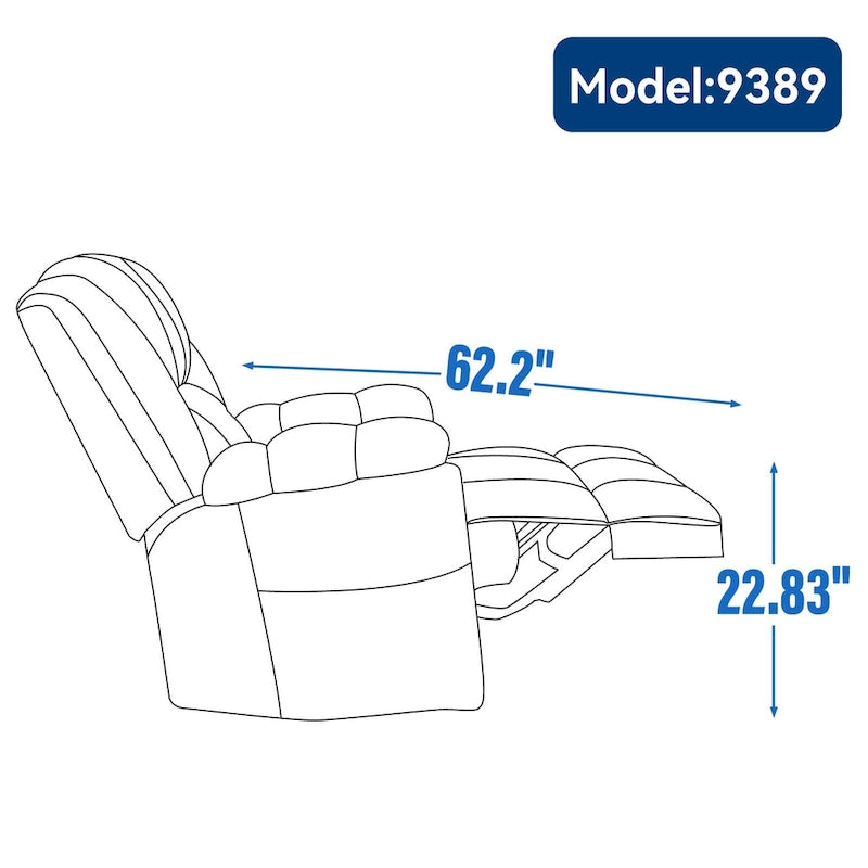 Oversized Swivel Rocker Recliner, Footrest, Pockets, Manual