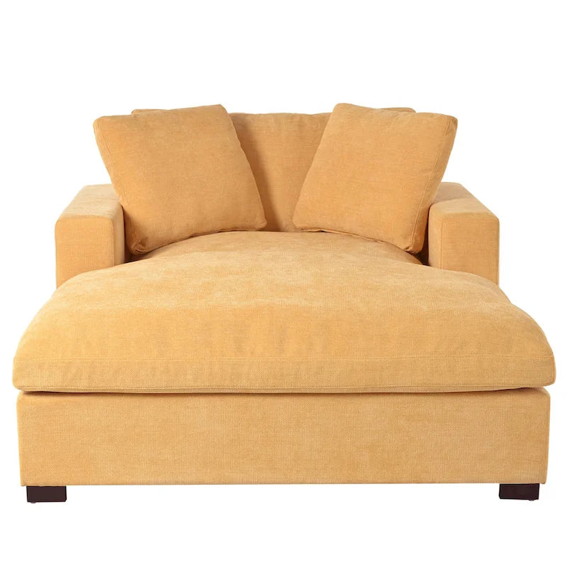 Yellow 53.5 Chaise Lounge Chair with Wood Legs 3