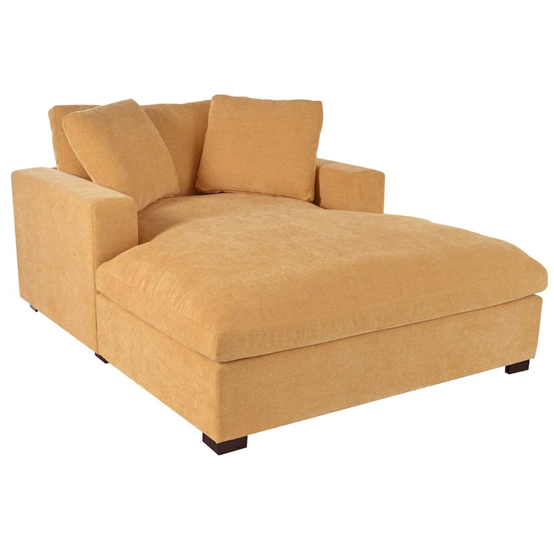 Yellow 53.5 Chaise Lounge Chair with Wood Legs 5