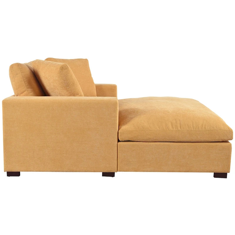 Yellow 53.5 Chaise Lounge Chair with Wood Legs 7