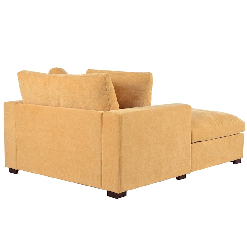 Yellow 53.5 Chaise Lounge Chair with Wood Legs 8