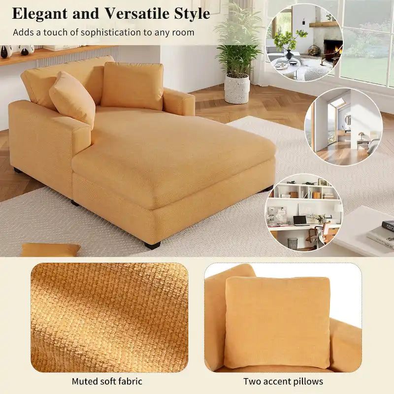 Yellow 53.5 Chaise Lounge Chair with Wood Legs 16