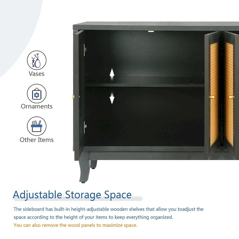 Rattan Sideboard Buffer Cabinet 4