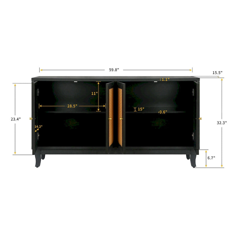 Rattan Sideboard Buffer Cabinet 5