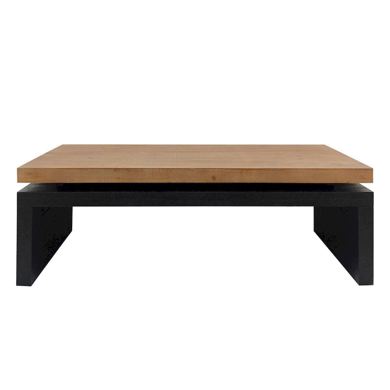 Black and Natural Wood Living Room Table Versatile Coffee Table 2-Tiered Wood Tabletop Table 4