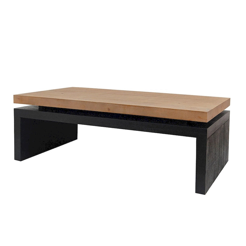 Black and Natural Wood Living Room Table Versatile Coffee Table 2-Tiered Wood Tabletop Table 5