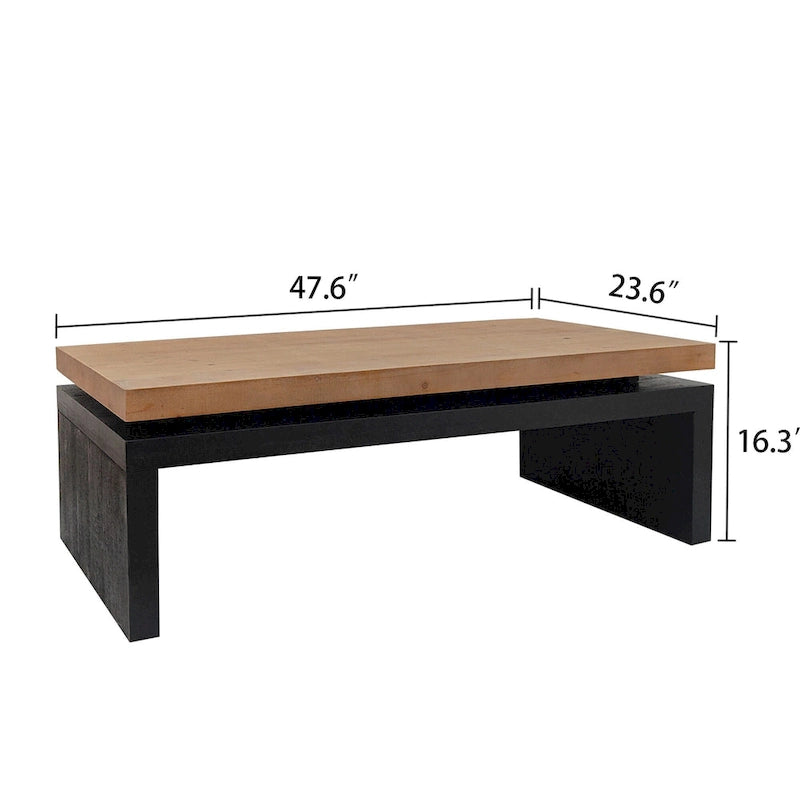 Black and Natural Wood Living Room Table Versatile Coffee Table 2-Tiered Wood Tabletop Table 6