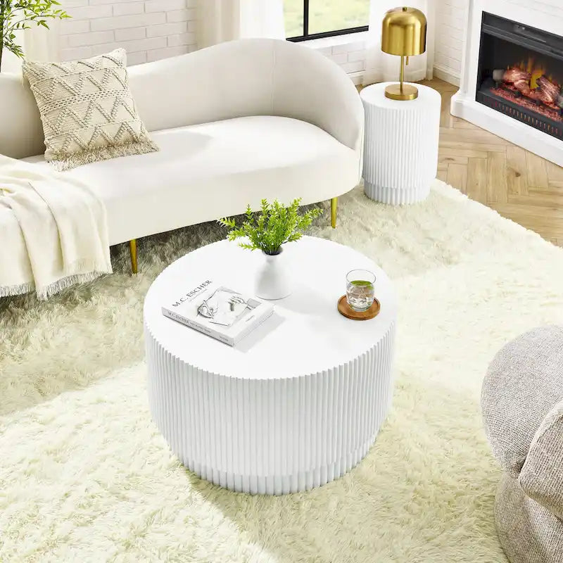 15.72-inch H-Barrel Coffee Table, Nordic Style, Simple Design, Suitable For Indoor And Outdoor Use, Magnesium Oxide Material 2