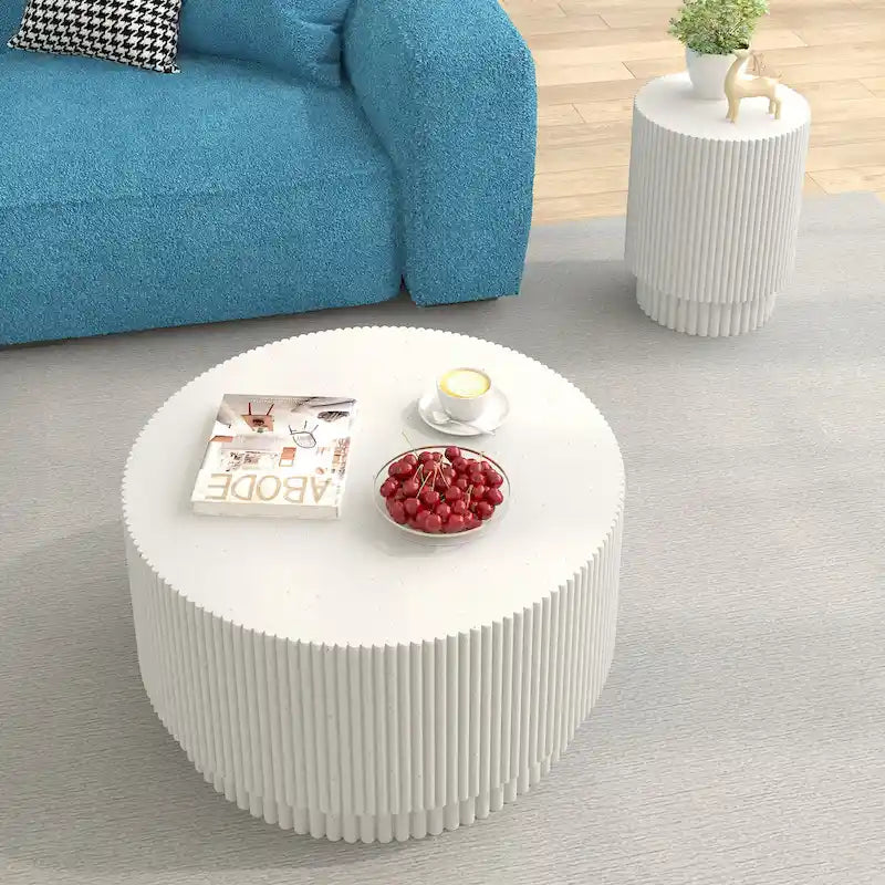 15.72-inch H-Barrel Coffee Table, Nordic Style, Simple Design, Suitable For Indoor And Outdoor Use, Magnesium Oxide Material 4