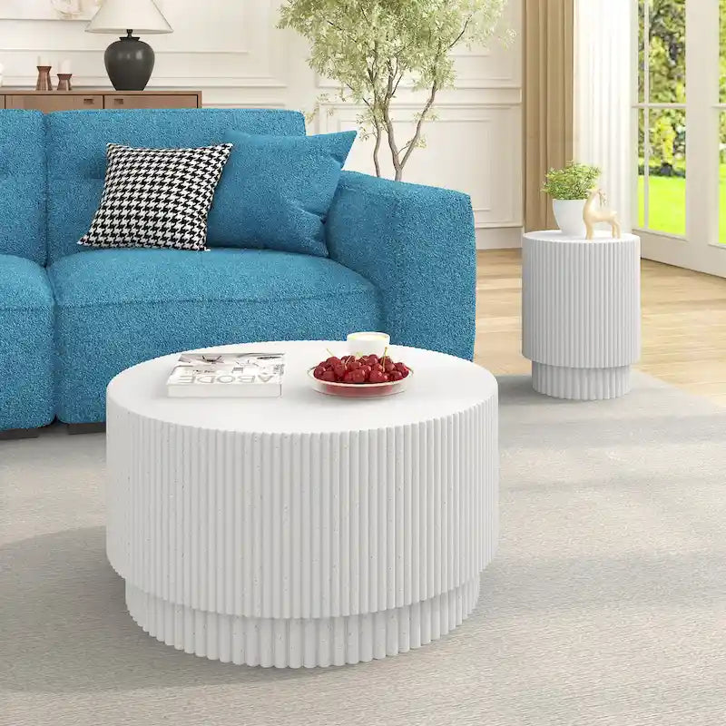 15.72-inch H-Barrel Coffee Table, Nordic Style, Simple Design, Suitable For Indoor And Outdoor Use, Magnesium Oxide Material 5