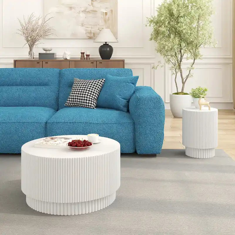 15.72-inch H-Barrel Coffee Table, Nordic Style, Simple Design, Suitable For Indoor And Outdoor Use, Magnesium Oxide Material 6