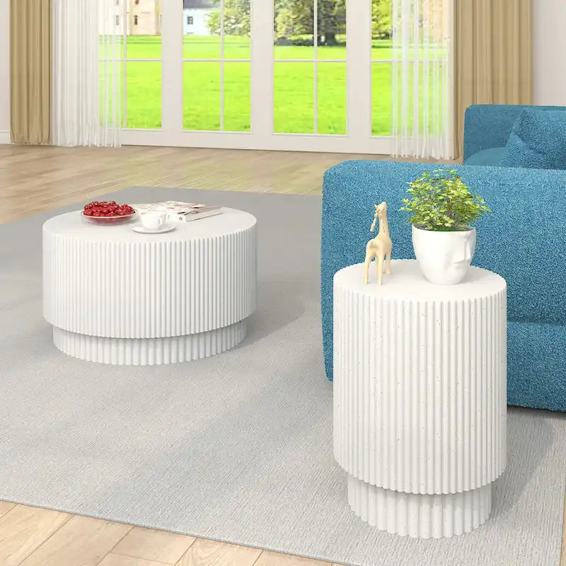 15.72-inch H-Barrel Coffee Table, Nordic Style, Simple Design, Suitable For Indoor And Outdoor Use, Magnesium Oxide Material 7