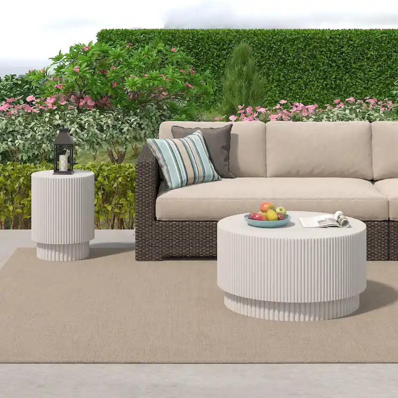 15.72-inch H-Barrel Coffee Table, Nordic Style, Simple Design, Suitable For Indoor And Outdoor Use, Magnesium Oxide Material 8