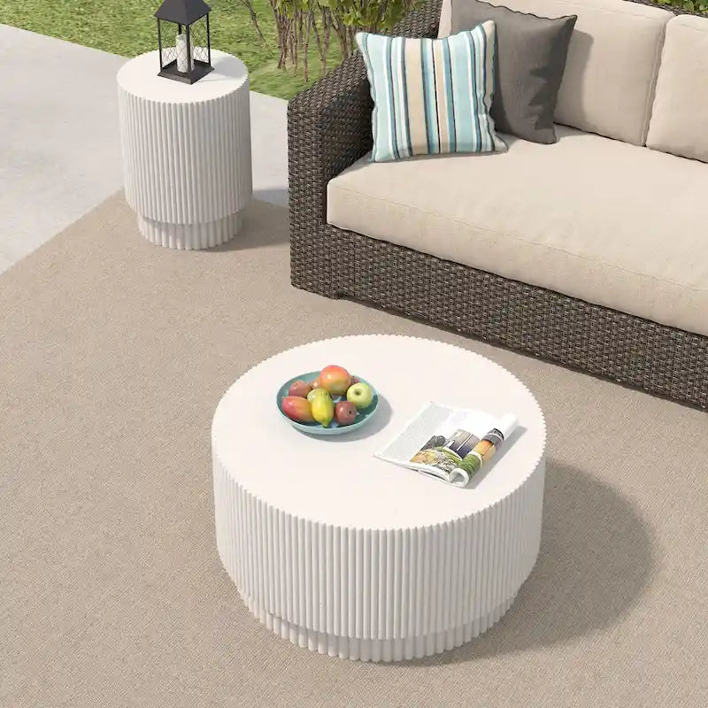 15.72-inch H-Barrel Coffee Table, Nordic Style, Simple Design, Suitable For Indoor And Outdoor Use, Magnesium Oxide Material 9