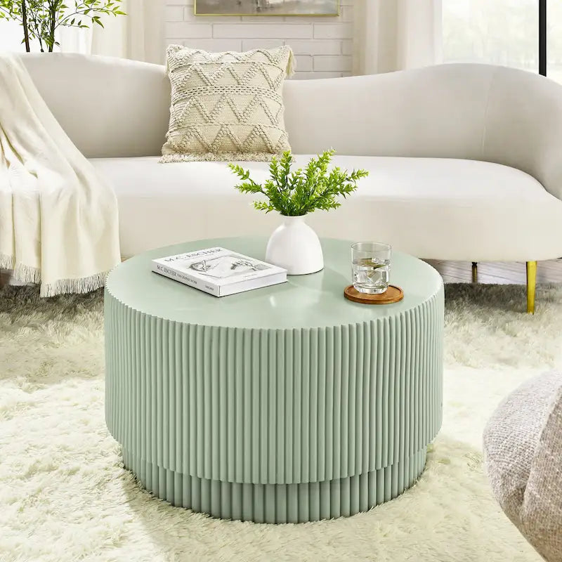 15.72-inch H-Barrel Coffee Table, Nordic Style, Simple Design, Suitable For Indoor And Outdoor Use, Magnesium Oxide Material 19