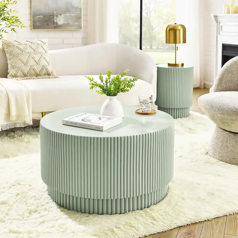 15.72-inch H-Barrel Coffee Table, Nordic Style, Simple Design, Suitable For Indoor And Outdoor Use, Magnesium Oxide Material 20