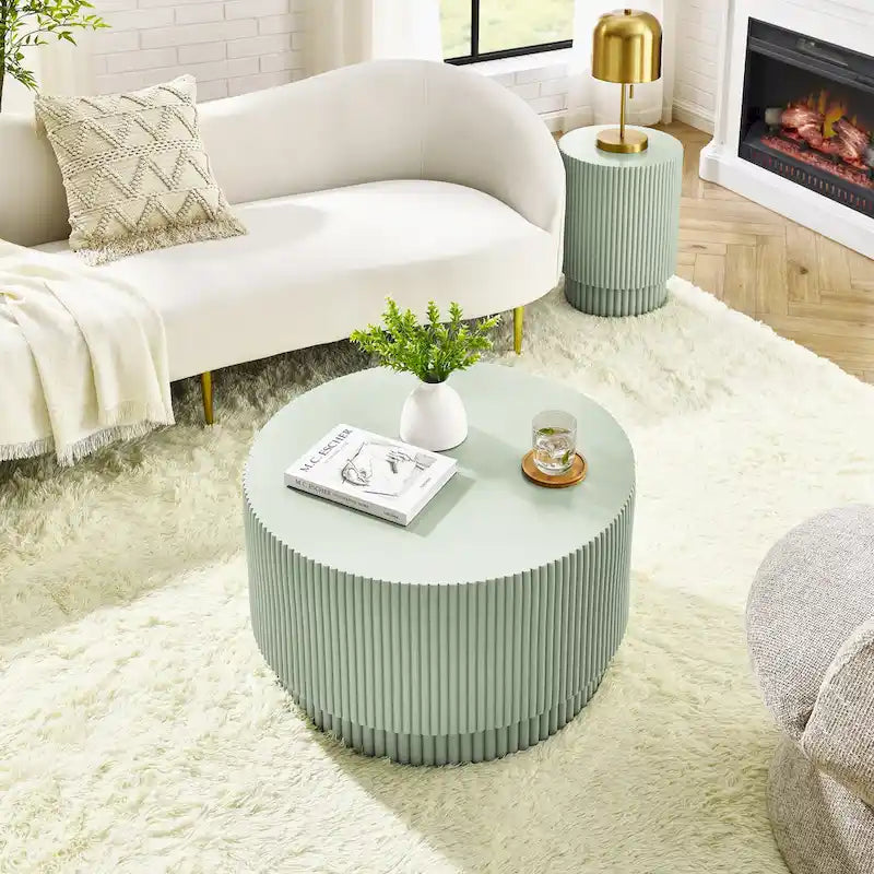 15.72-inch H-Barrel Coffee Table, Nordic Style, Simple Design, Suitable For Indoor And Outdoor Use, Magnesium Oxide Material 21
