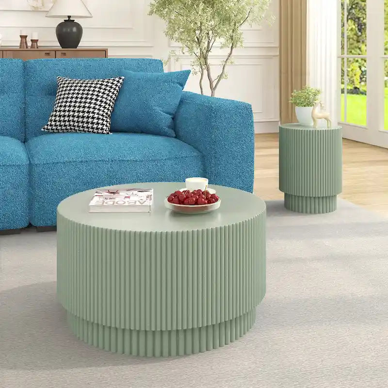 15.72-inch H-Barrel Coffee Table, Nordic Style, Simple Design, Suitable For Indoor And Outdoor Use, Magnesium Oxide Material 24