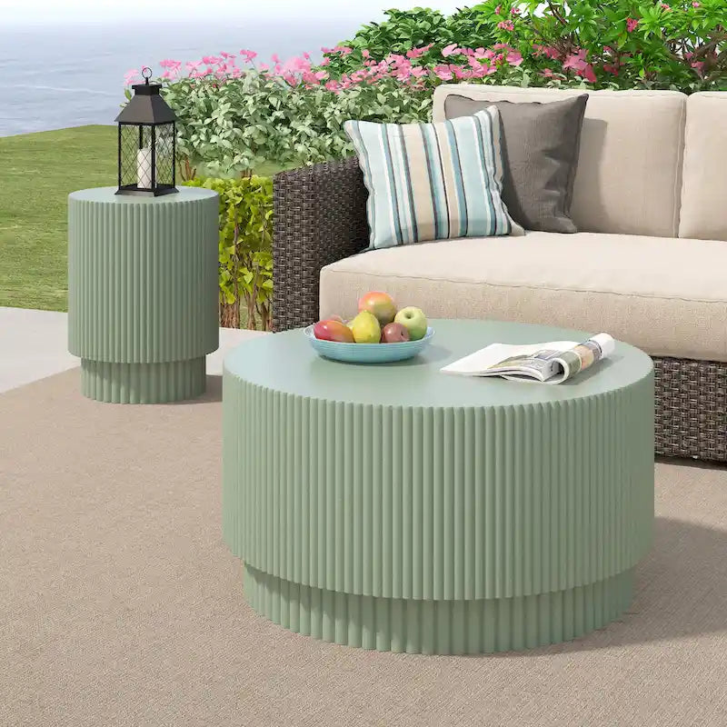 15.72-inch H-Barrel Coffee Table, Nordic Style, Simple Design, Suitable For Indoor And Outdoor Use, Magnesium Oxide Material 25