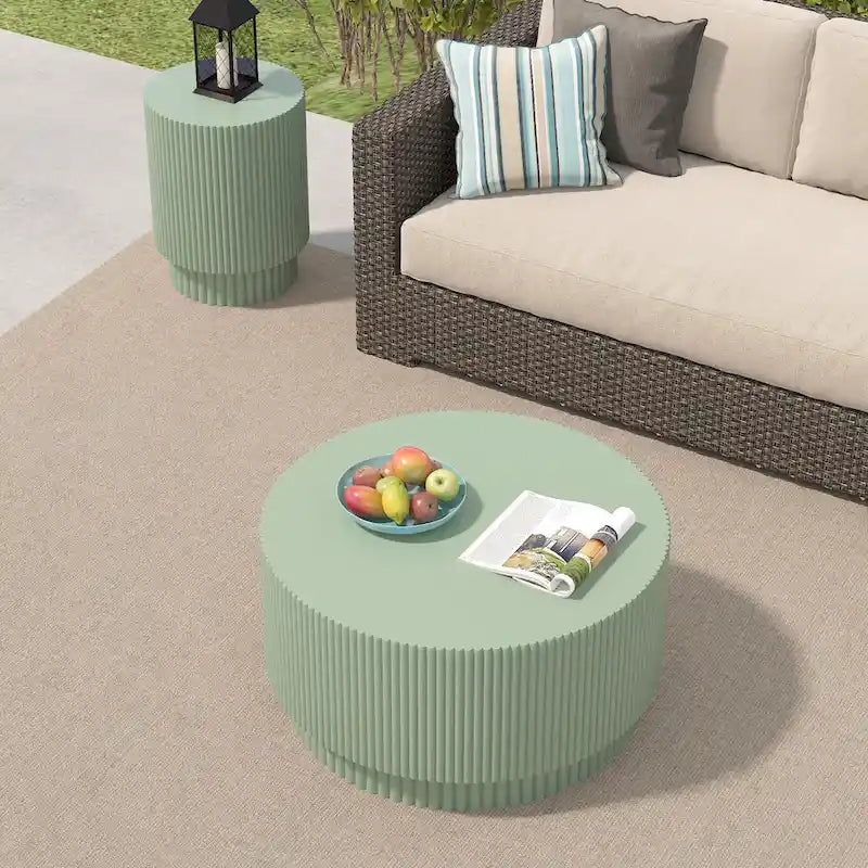 15.72-inch H-Barrel Coffee Table, Nordic Style, Simple Design, Suitable For Indoor And Outdoor Use, Magnesium Oxide Material 26
