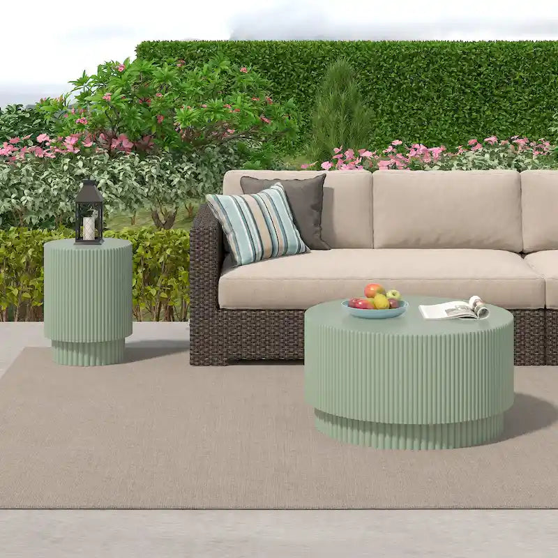 15.72-inch H-Barrel Coffee Table, Nordic Style, Simple Design, Suitable For Indoor And Outdoor Use, Magnesium Oxide Material 27