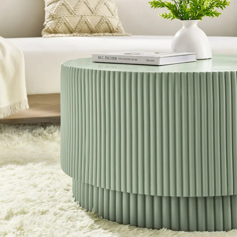 15.72-inch H-Barrel Coffee Table, Nordic Style, Simple Design, Suitable For Indoor And Outdoor Use, Magnesium Oxide Material 31