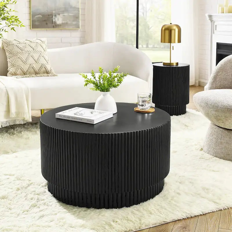 15.72-inch H-Barrel Coffee Table, Nordic Style, Simple Design, Suitable For Indoor And Outdoor Use, Magnesium Oxide Material 35